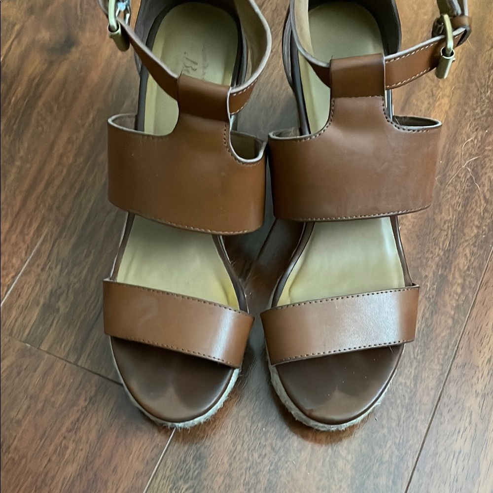G.H. Bass & Co. Brown Leather Wedge Sandals